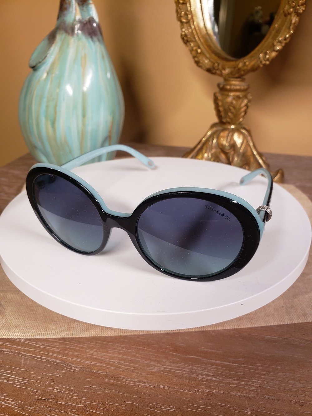Tiffany Blue® Oval Sunglasses in Black Acetate w/ Silver Accents, All Inclusive - Picture 7 of 9